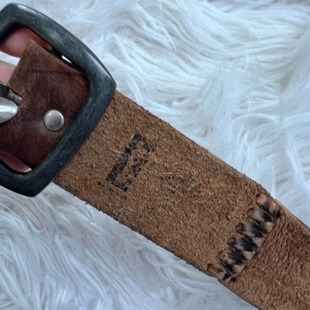 Levi's Brown Braided Leather Links Belt with Copper Buckle 3799 rare 41” 🤎
